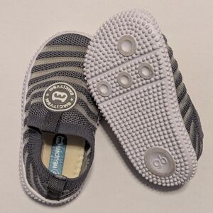 Gray Striped Baby Shoes